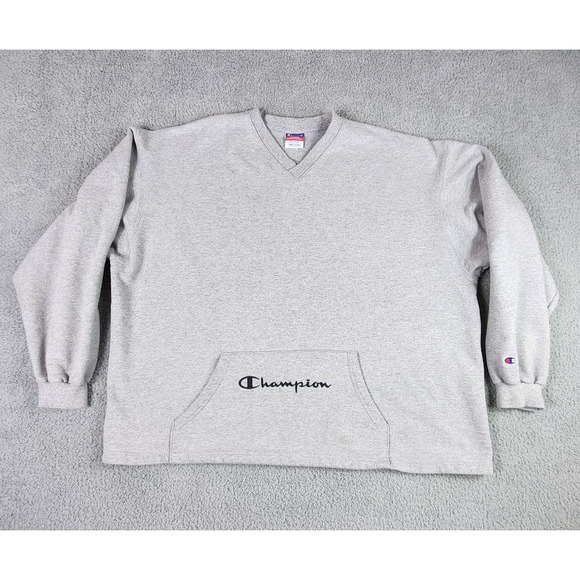 Champion Other - Vintage Champion Mens XXL Pullover V Neck Sweatshirt Gray Kangaroo Pocket